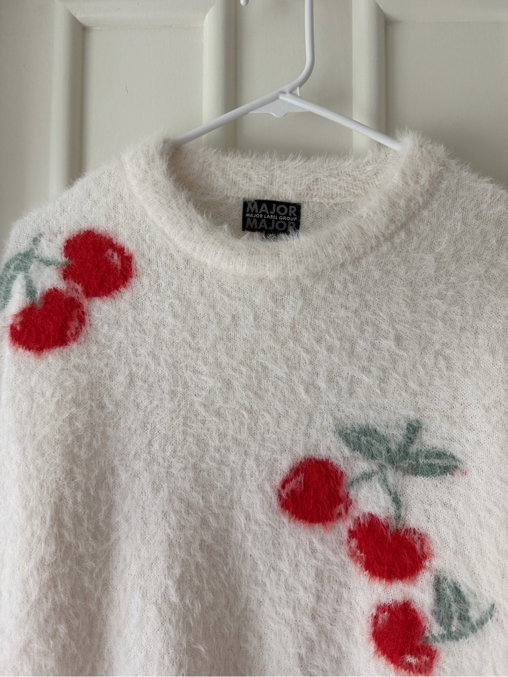 Major Label Group Crewneck Sweater with Red Cherry Motif - Picture 3 of 6